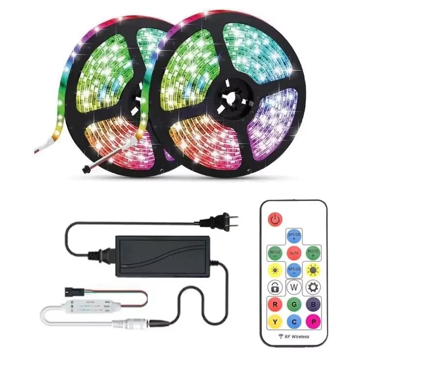 Image of Auslese RGB Pixel LED Controller WS2811 WS2812B 3 Pin Addressable Strip Lights 17 Key RF Remote Wireless Room Lighting Effects Home Decor