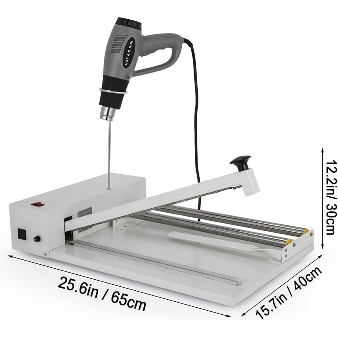 TAHALI Machine d'emballage Manuelle 2 en 1, Machine d'emballage rétractable avec Pistolet Thermique, 9 Niveaux de réglage de la température/Longueur de scellage 45cm