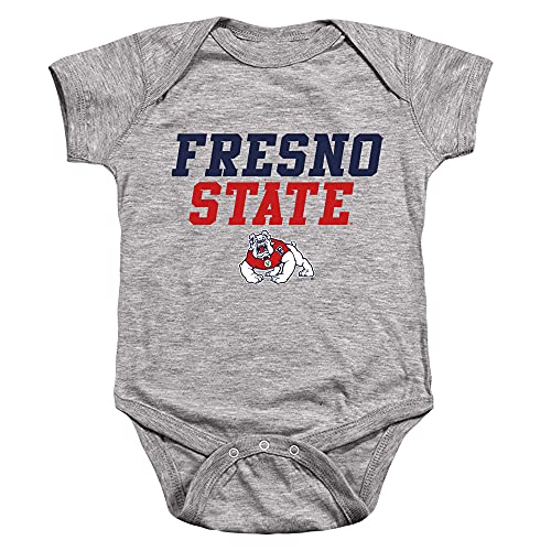 Fresno State Bulldogs Official Stacked Unisex Infant Snap Suit for Baby,Athletic Heather, 18 Months