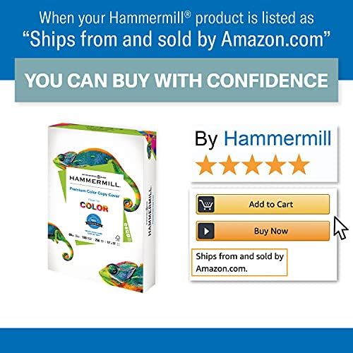 Hammermill Cardstock, 60 lb, 162 GSM, Premium Color Copy, 17 x 11-5 Pack (1250 Sheets) - 100 Bright, Made in The USA Card Stock