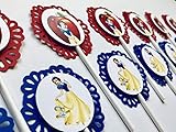 SNOW WHITE Cupcake Toppers - Party Picks - Set of 12(Daisy Design Pattern)