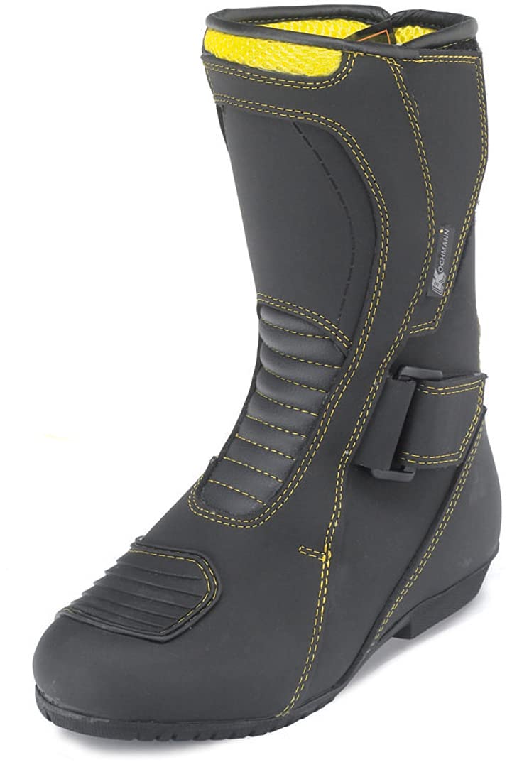 Kochmann Kinder Motorradstiefel 39 schwarz gelb Rindleder wasserdicht winddicht