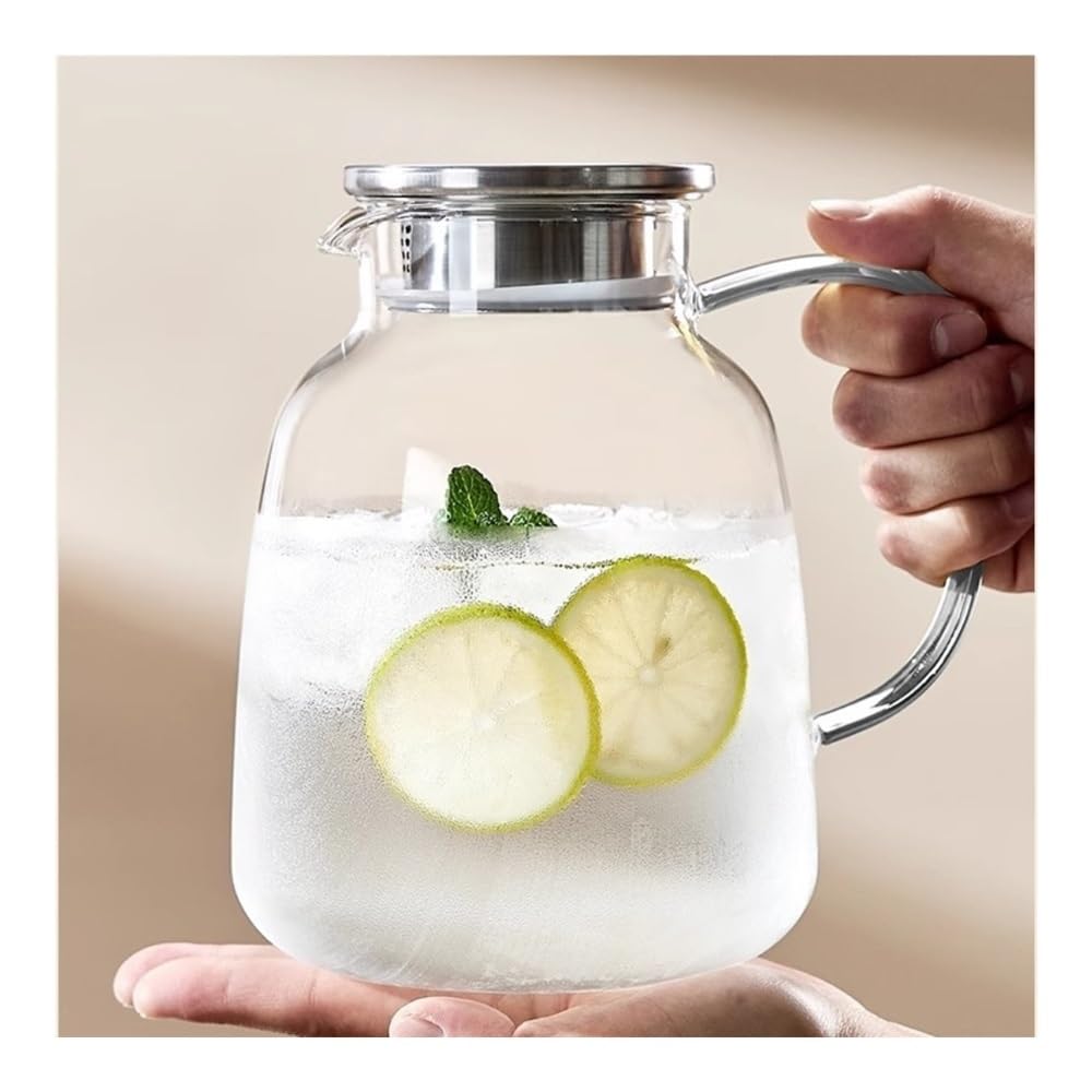 Teekanne, Glas-Kühlkessel mit großem Fassungsvermögen – Hochtemperaturbeständiger Krug for kaltes Wasser und Saft