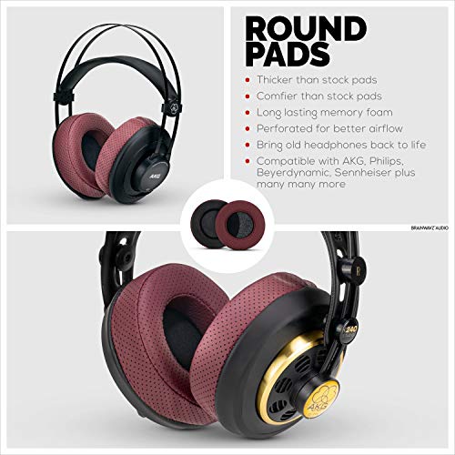 Image of Brainwavz Round Replacement Memory Foam Earpads - Suitable for Many Other Large Over The Ear Headphones - Sennheiser, AKG, HifiMan, ATH, Philips, Fostex, (Perforated Red)