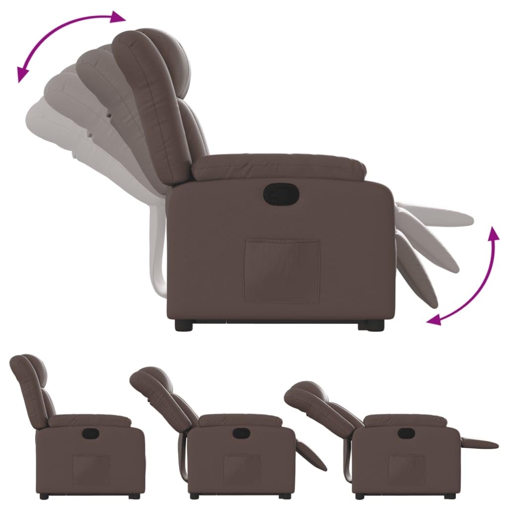 Homgoday Relaxsessel mit Aufstehhilfe Fernsehsessel Verstellbarer Ruhesessel Aufstehsessel Relaxsessel mit Liegefunktion Sessel für Senioren mit Aufstehhilfe TV Sessel Braun Kunstleder
