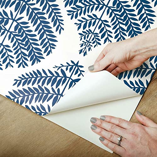 Roommates Rmk11510Wp Hygge Fern Damask Blue Peel And Stick Wallpaper Large Sample #TOP5