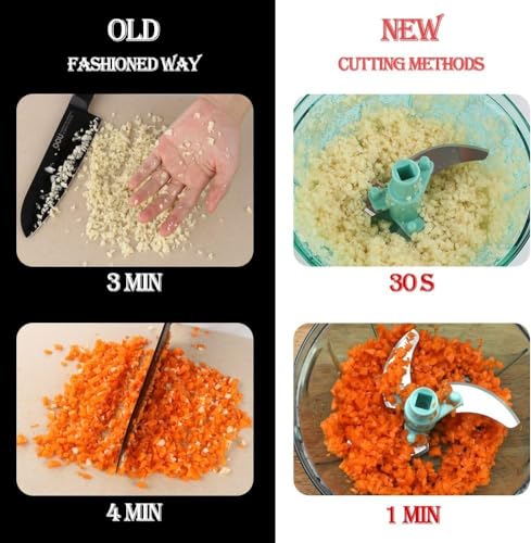 Image of Manual Hand Press Push Chopper with 5 Blades for Effortless Chopping Vegetables & Fruits Chopper Mixer Cutter to Cut Onion, Salad, Tomato, Potato 800ML (Multicolor) (Push Chopper)