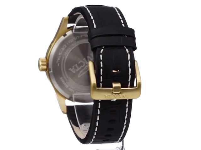 Invicta Black Leather Strap Watch on Display Stand Invicta Vintage Crossbar Black Dial Black Leather Men main image 2
