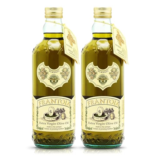 Frantoia Extra Virgin Olive Oil from Italy - Fruity, Unfiltered, Cold Extracted Authentic Sicilian Olive Oil - Fresh Harvest, Imported From Italy - 33.8 fl oz - Pack of 2