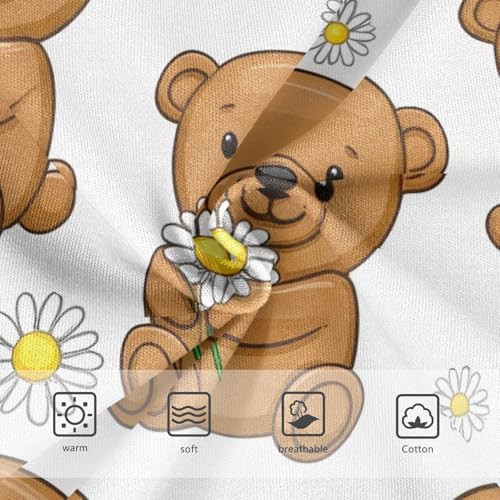 Cotton Toddler Girls Underwear Cute Brown Teddy Bears White Panties for Girl Fun Kids Undies Briefs 2t3