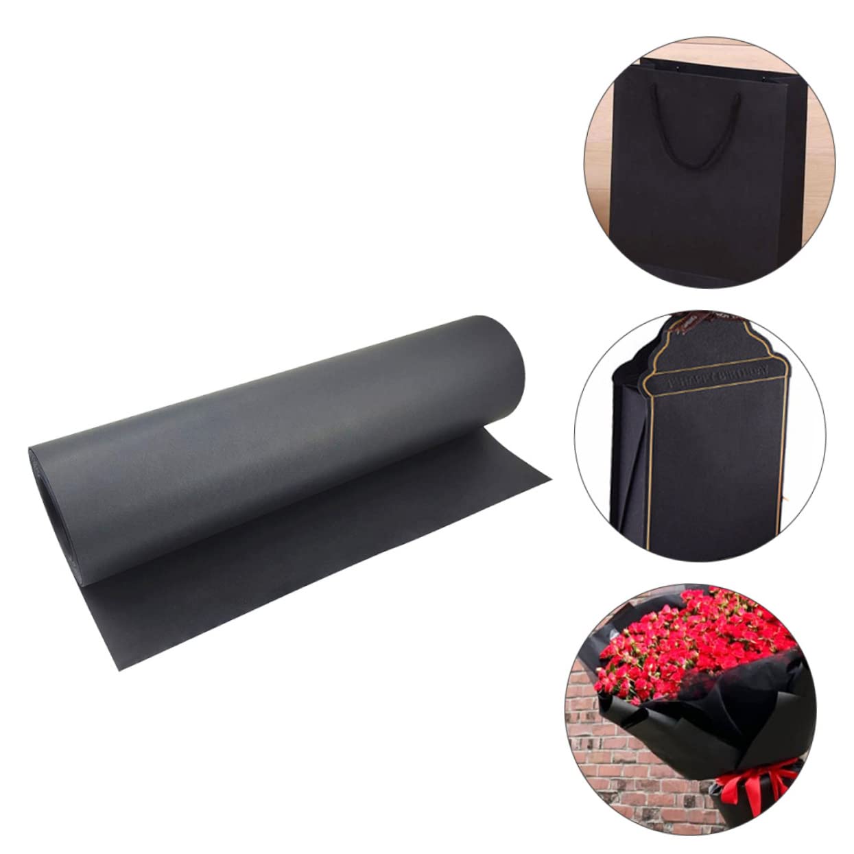 KONTONTY 1 Pieza Papel de Embalaje Negro Rollo para Flores Decoración y Diy y Duradero para Fotografía y Protección Extra