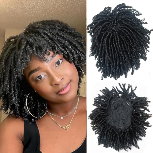 Resehaliy Dreadlock Hair Topper Wig For Women/Man 6inch Short Locs Wiglets Hairpieces With Clip In Braided Twist Half Wigs Synthetic Dreadlocks Toupee Afro Wig For Thinning Hair
