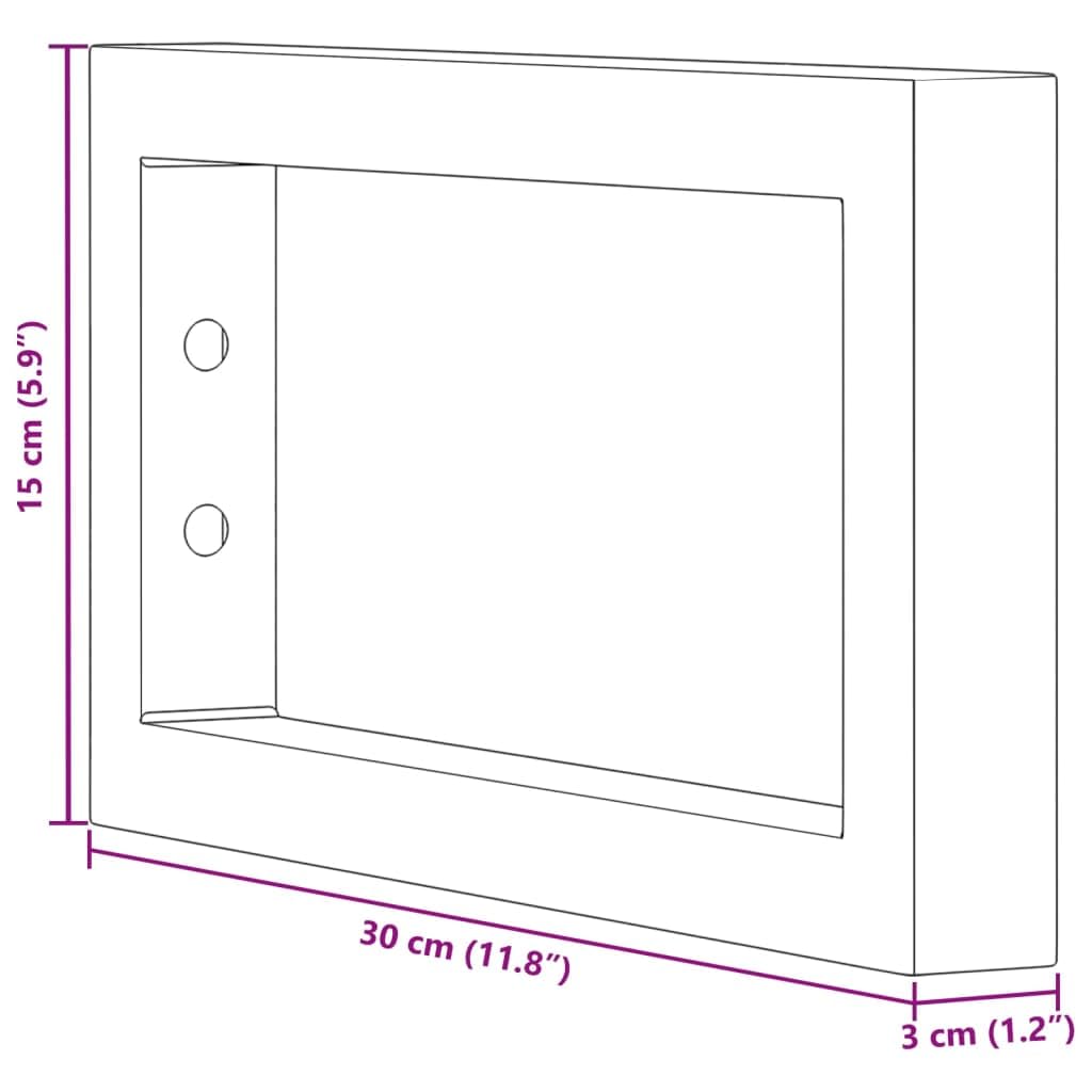 2 soportes para lavabo, color negro, rectangular, acero, 15 x 30 cm, montaje en pared, herrajes angulares estables para encimeras de lavabo, fijación versátil para baño, cocina, taller
