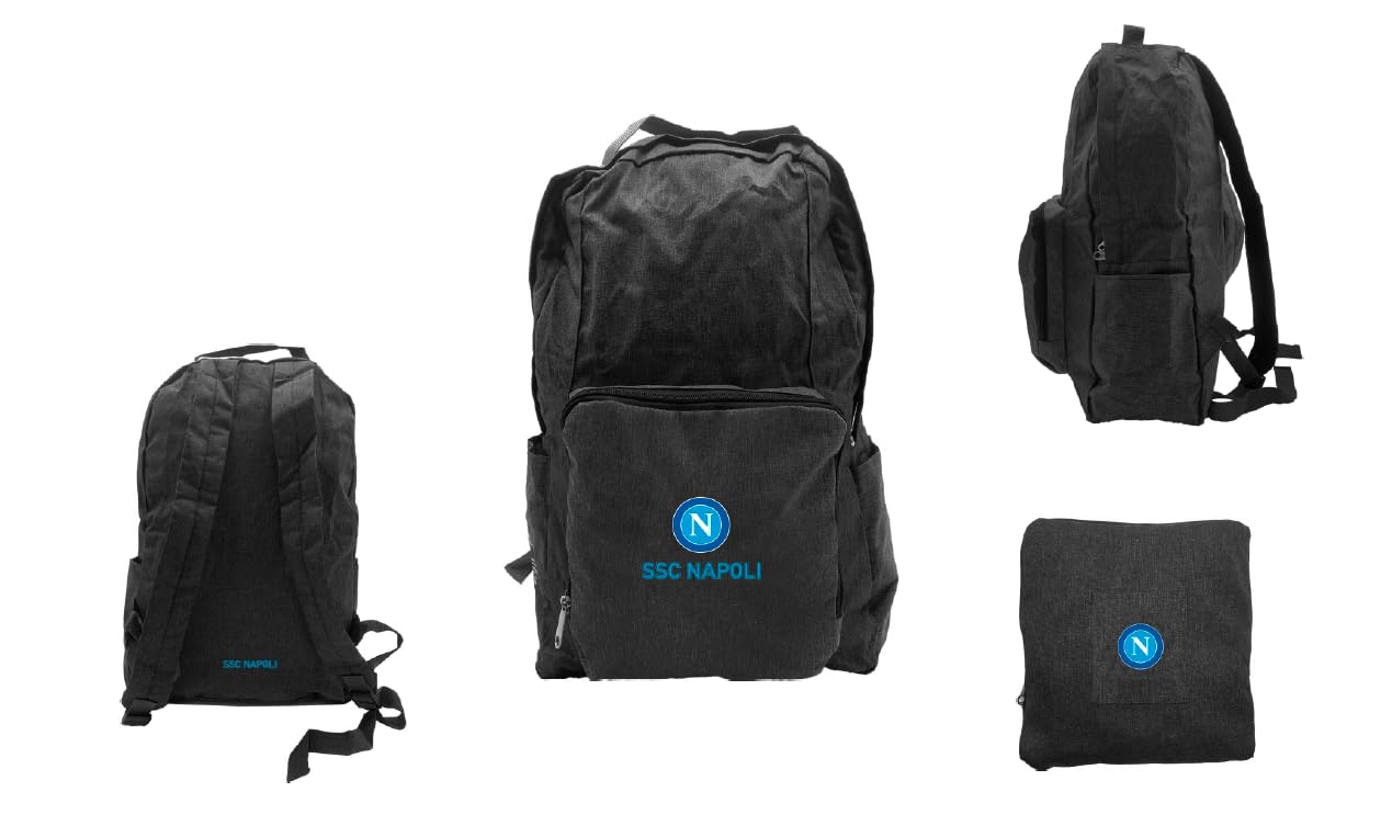 Zaino Napoli Ufficiale richiudibile per tempo libero | Zainetto Napoli Nero Originale Castellano ZANA121853