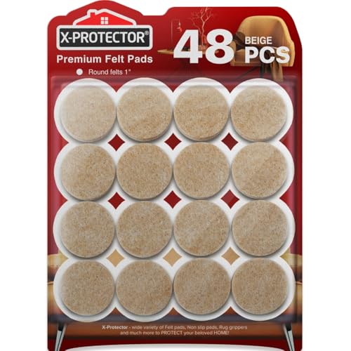Image of Ahamo 48 PCS Silicone Chair Leg Floor Protectors - Anti-Slip Furniture Leg Caps (25mm x 4mm) | Noise-Reducing Buffer for Furniture Legs | Table /Chair Rubber Leg Caps (Beige)