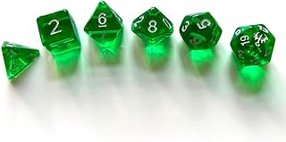 Dragonbane: Dice Set - 6 Piece Green Transparent Dice Set, Free League Publishing, Includes D4, D6, D8, D10, D12 & D20