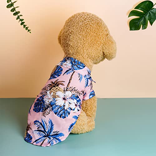 Topbuti 4 Pieces Hawaiian Dog Shirts Pet Summer T Shirts Hawaii Style Cat Breathable Beach Sweatshirts Floral Pineapple Coconut Tree Hawaiian Printed Cool Clothes Puppy Apparel Suit (Large) #TOP6