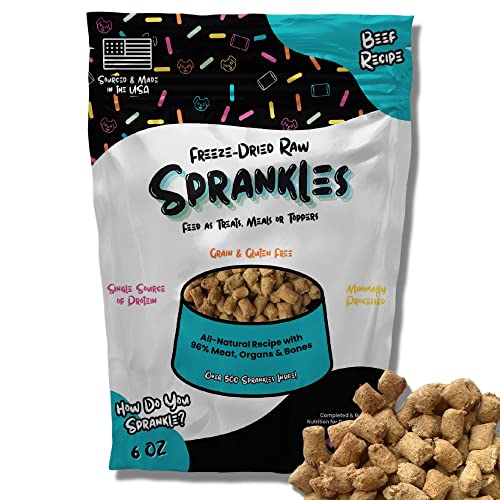 Image of Freeze Dried Dog Food for Small & Large Breeds Dogs, 6 Oz Beef Dog Food Toppers for Picky Eatres, Made in USA - Grain Free & All Natural Freeze Dried Dog Treats Made with 96% Meat Organs