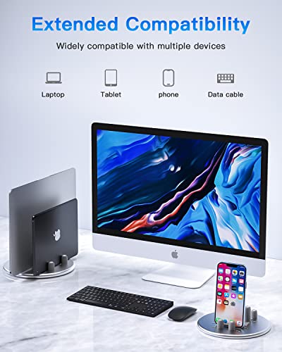 Vertical-Laptop-Stand-for-Desks3-Slot-Vertical-Laptop-Holder-with-Adjustable-Dock-MacBook-Pro-Stand-with-Phone-Holders-Fits-for-MacBookSurface-Dell-Chromebook-and-Gaming-LaptopsSilver