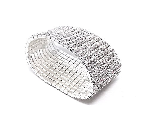 Honbay Bridal 10 Row Rhinestone Stretch Bracelet for Wedding, Party or Pageant - Image 4