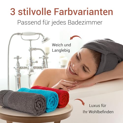Textilschmied 8-TLG. Handtuch Set mit Aufhängeschlaufe für Badezimmer aus 100% Baumwolle- Oeko TEX 100 - weich, saugstark, lichtbeständig & langlebig - 2 Badetücher, 2 Handtücher, 4 Waschlappen – Bild 6