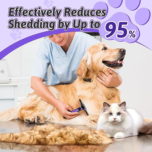 Image of MIU COLOR Long Hair Pet Grooming Brush for Medium & Large Dogs &Cats,Purple | Safe and Comfortable Deshedding Tool,Effectively Reduces Shedding by up to 95% for Pet Hair