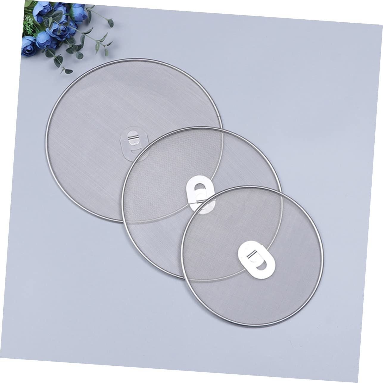 OUNONA 3pcs Stainless Steel Pot Splatter Screen Kitchen Oil Proofing Lid Guards Grease Guard for Frying Pan Stove and Cookware