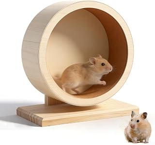 Hamsterrad Holz Natur, Laufrad Hamster Kork mit Kugellager, Sicher, Krallenschonend, Hamster Laufrad Leises für Hamsters Klein Nager, Laufräder Nager Zubehör(Ø15cm)