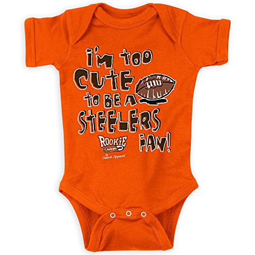 Image of Cleveland Football Fans. Too Cute (Anti-Steelers) Baby Apparel (NB-7T) (Orange Onesie, Newborn)