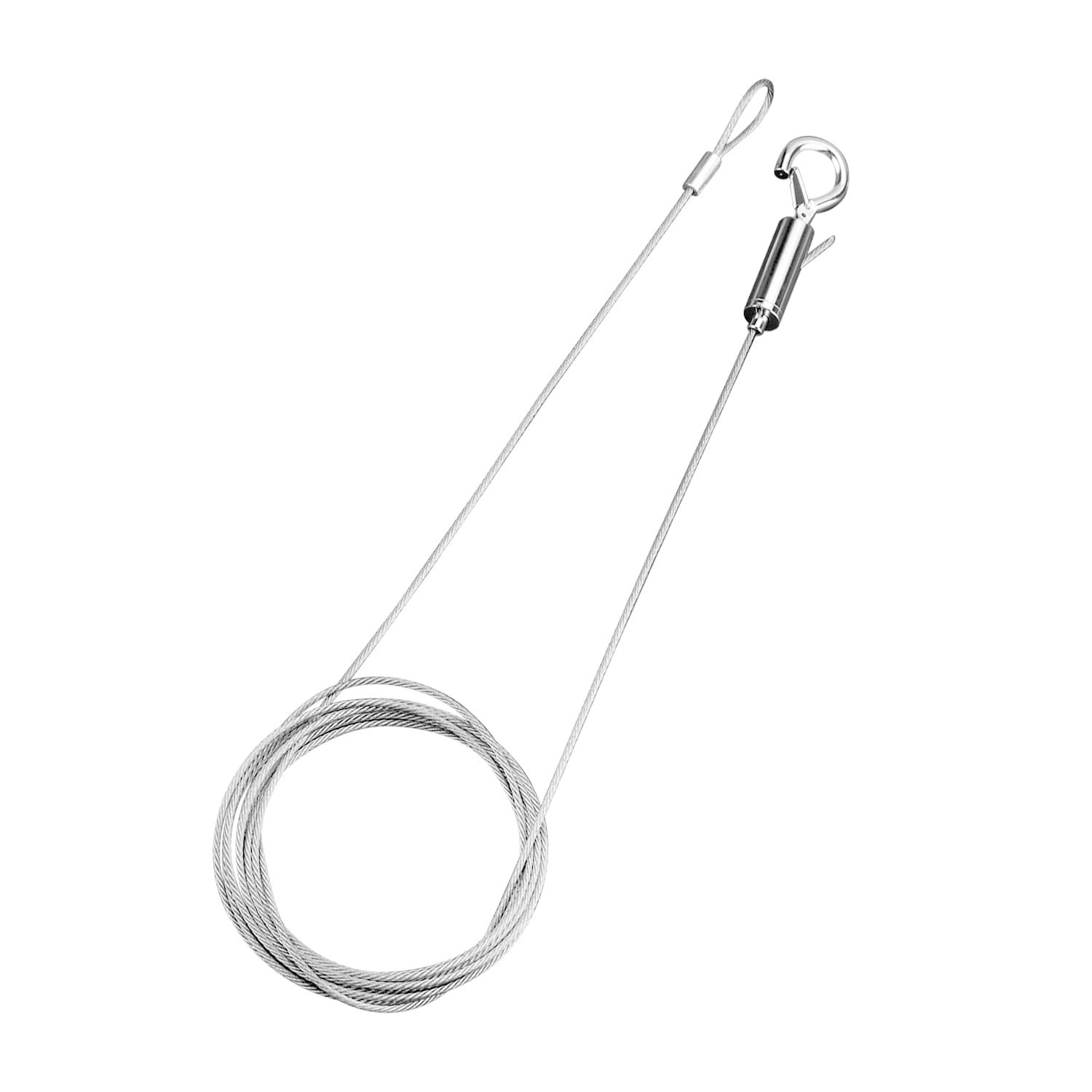 Wellrun Heavy Duty Stainless Steel Hanging Wire,Adjustable Hanging Rope with Spring Hook for Hang Pictures,Mirrors,Lights,Artwork & More(2m x1.5mm)