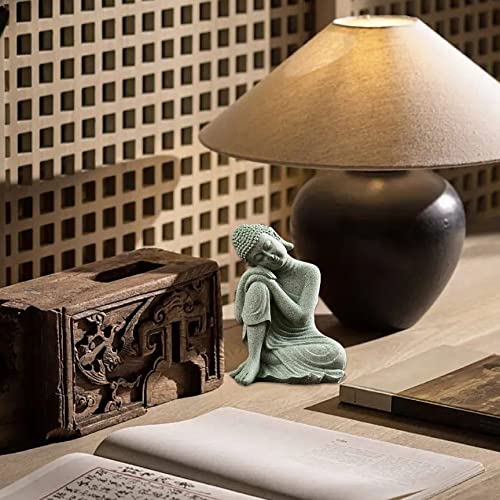 Statue de Bouddha mini en grès gris style zen pour décoration