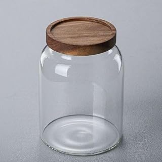 Glass Jar with Airtight Acacia Lid Clear Glass Food Storage Jars Containers for Rice Flour Pasta Sugar Coffee Cookie and More(1250)