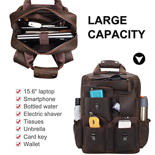 TIDING Zaino da uomo in pelle, 15,6 pollici, borsa...