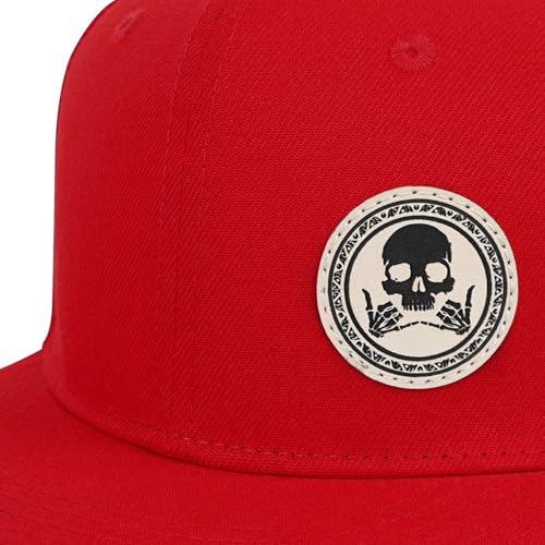 Image of Flat Brim Hats for Men - Gothic Style Skull Hat Leather Pattern - Hip-Hop Snapback Hat Skeleton Hats for Men