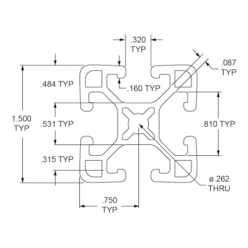 Miniatura 2 de 8020, 1515, Serie 15 de 1.5 pulgadas x 1.5 pulgadas, extrusión de aluminio con ranura en T, barra de ranura lineal extruida DIY 8020 (ultra ligero
