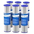 Purevua 6-Pack 20 Micron Pleated Water Filter Cartridge, 10" x 2.5" Washable & Reusable PET Sediment Filter for Well Water & Whole House Pre-Filter, Compatible with WFPFC3002, WHKF-WHPL, AO-WH-PRE-RP2