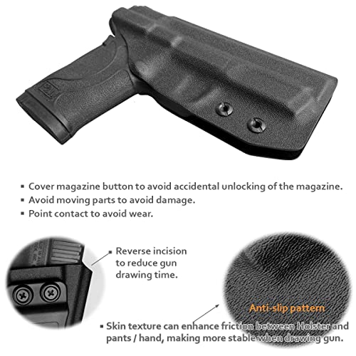 380 EZ Holster IWB Kydex for M&P 380 Shield EZ Pistol - Inside Wasitband Carry - M P 380 EZ Holster - S&W 380 EZ IWB Holster M&P Shield 380 EZ Holster Gun Accessories (Black, Left Hand Draw)