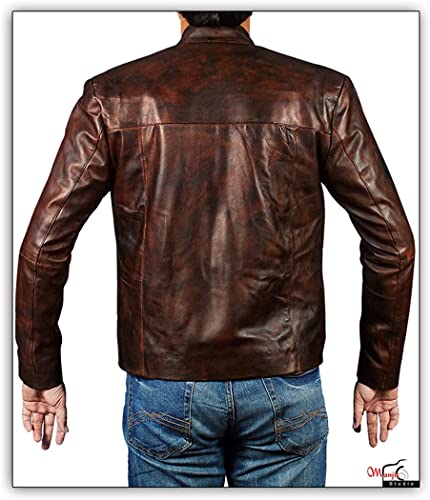 Harrison Ford Distressed Brown Slim Fit Leather Jacket2