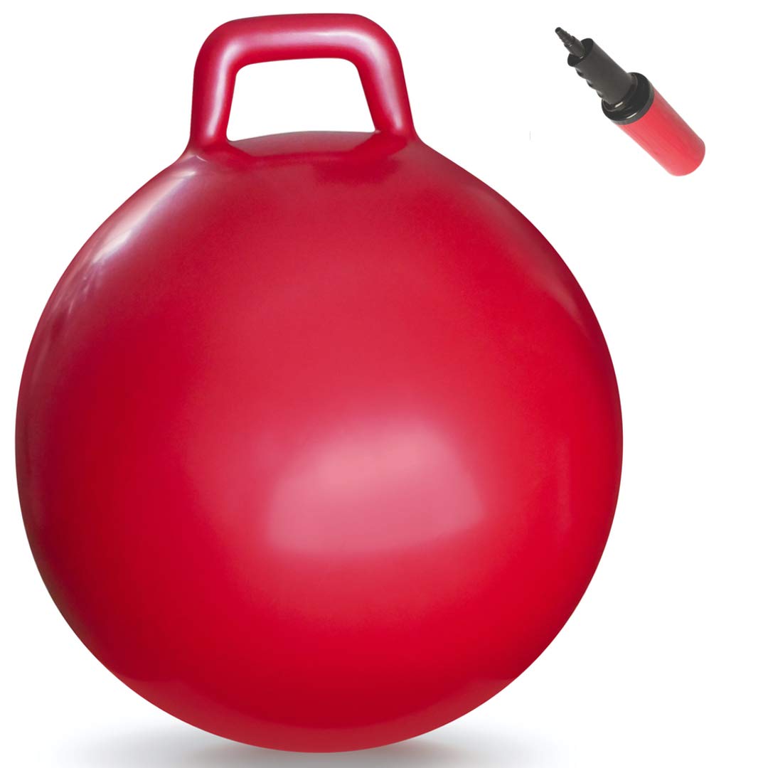 WALIKITOYS Hopper Ball For Teenagers Ages 10-15 (Hippity Hop Ball, Hopping Ball, Bouncy Ball With Handles, Sit & Bounce, Kangaroo Bouncer, Jumping Ball, 60cm, Red, Pump Included)