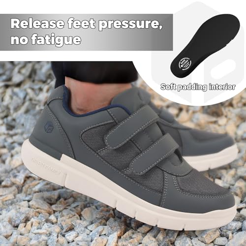FitVille Diabetic Shoes for Men Extra Wide Width, Mens Diabetic Shoes for Neuropathy, Swollen Feet, Pain Relief with Adjustable Straps(Grey, 11.5 EW) by FitVille - Used condition - Image 6