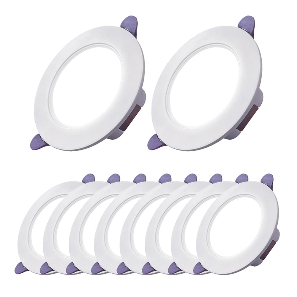 GTHTUHFD White Recessed Downlight 2.5-8Inch Round White Can Lights 7W-36W Ceiling Spotlights Disk Light 3000K | 4000K | 6000K-3 Color Temperature 10-Pack,7w-6000k