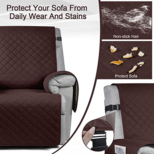 Image of KinCam 100% Waterproof Recliner Chair Cover, Reclining Couch Covers for Pets, Dogs, Recliner Couch Slipcover Furniture Protector with Elastic Straps for Kids(23.6 inch, Maroon)