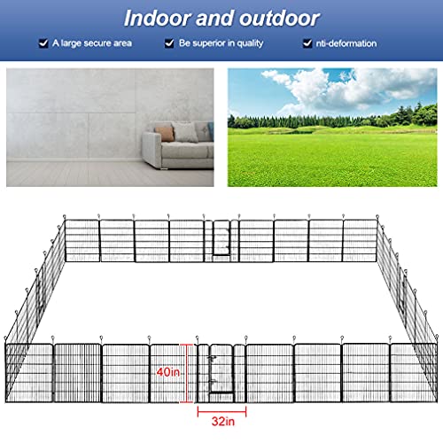 Image of BestPet | Dog Playpen | 40 Inch, 32 Panels | Heavy Duty Metal Pet Exercise Pen | Indoor Outdoor Fence Panels | Rust-Resistant, Removable, Tool-Free Setup | Anti-Skid, Expandable Design