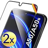 UTECTION 2X Full Screen Schutzglas für Samsung Galaxy A50 / A50s - Perfekte Anbringung dank Rahmen - Fingerabdrucksensor kompatibel - 3D 9H Schutzfolie gegen Displayschäden, passgenaue Glasfolie