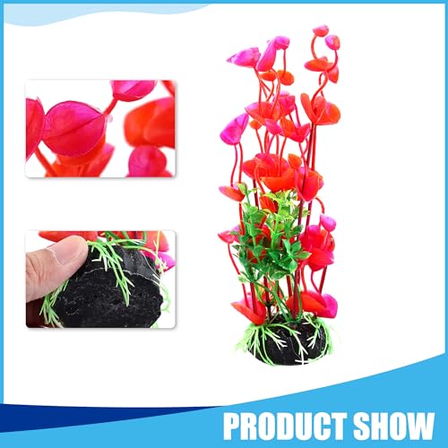 Image of Aquarium Decoration,Aquarium Aquascaping Artificial Plants for Aquarium Fish Tank, 8Inch(Red /Green)