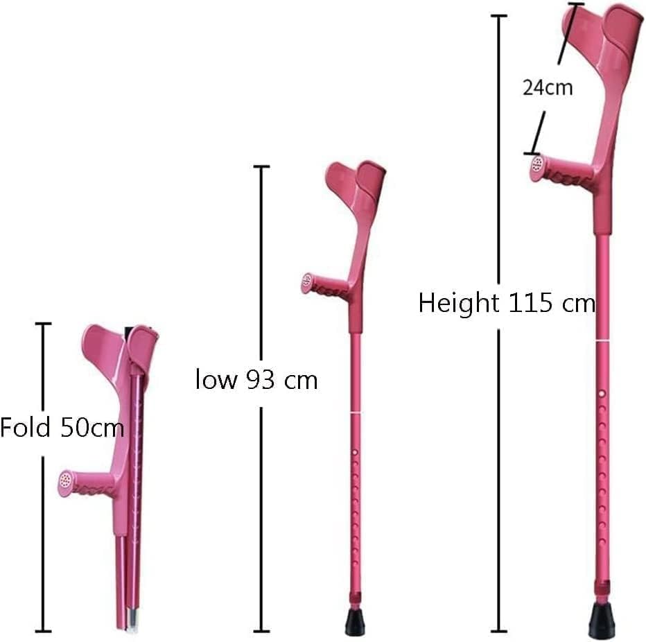 Muleta para antebrazo, bastón médico de aluminio plegable ajustable para adultos, muletas para hombres y mujeres (juego de 2)