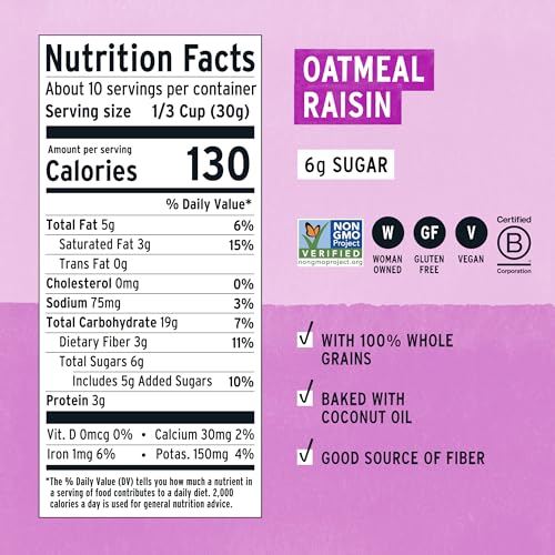 Image of Purely Elizabeth, Cookie Granola, Oatmeal Raisin, 11oz Bag (3 Pack)