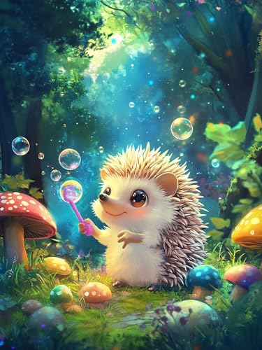 Bimkole 5D ダイヤモンドアート ハリネズミ ダイヤモンドアート キット 絵画 動物 クロスステッチ フルドリル クリスタル ラインストーン 刺繍 DIY アート クラフト ホーム ウォールデコ 30x40 cm