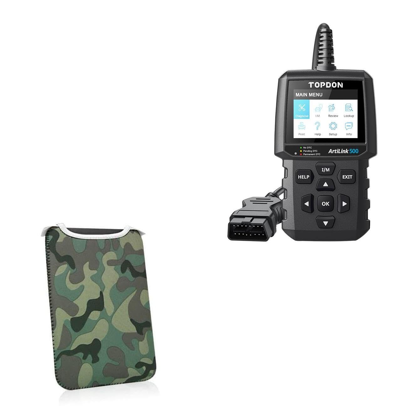BoxWave Case Compatible with Topdon Artilink 500 (2.8 in) - Camouflage SlipSuit, Slim Design Camo Neoprene Slip On Pouch