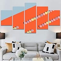 SIGNWIN 5 Panel Canvas Wall Art Abstract Colorful Geometric Hallway Minimalist Mixed Media Multicolor Patterns for Home Decorations Ready to Hang - 60